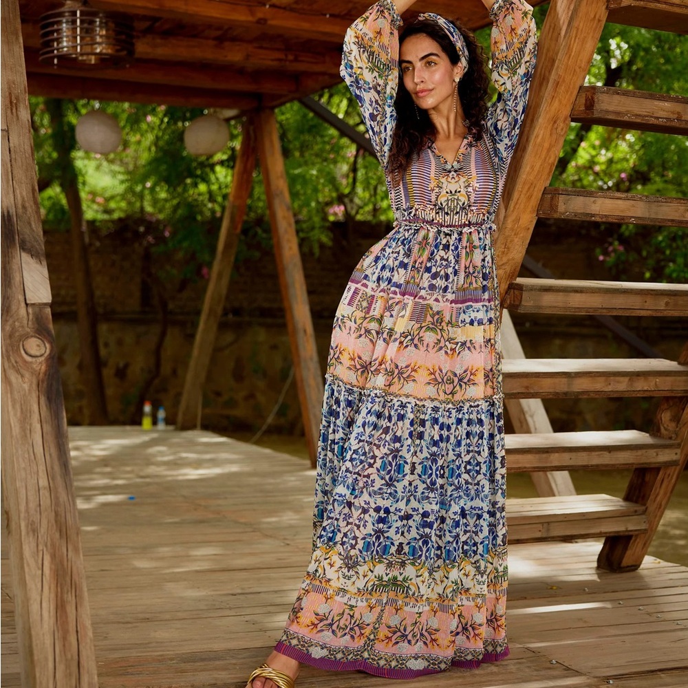 Anthropologie - ANASTASIA Colorful Boho MAXI DRESS - Size XS - Picture 6 of 16